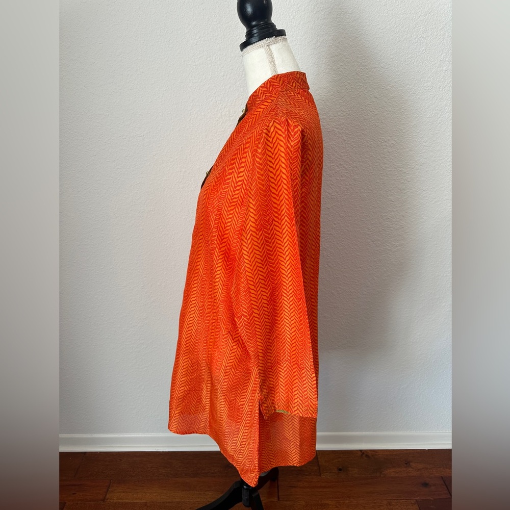 Roberta Roller Rabbit Vibrant Orange Patterned Silk Dress - Picture 9 of 13